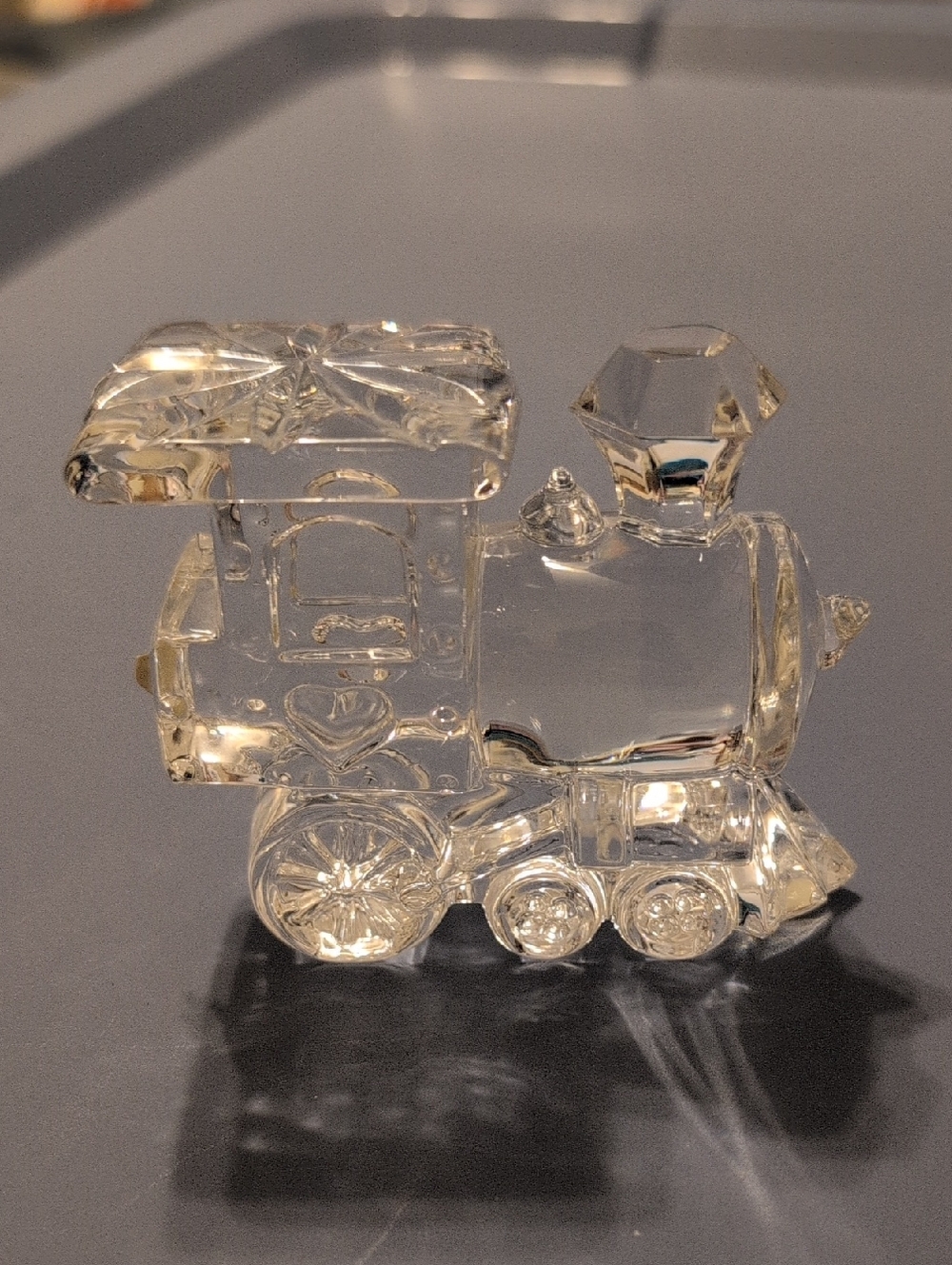Clear Crystal Train Figurine By Jonal - Decorative Home Accent